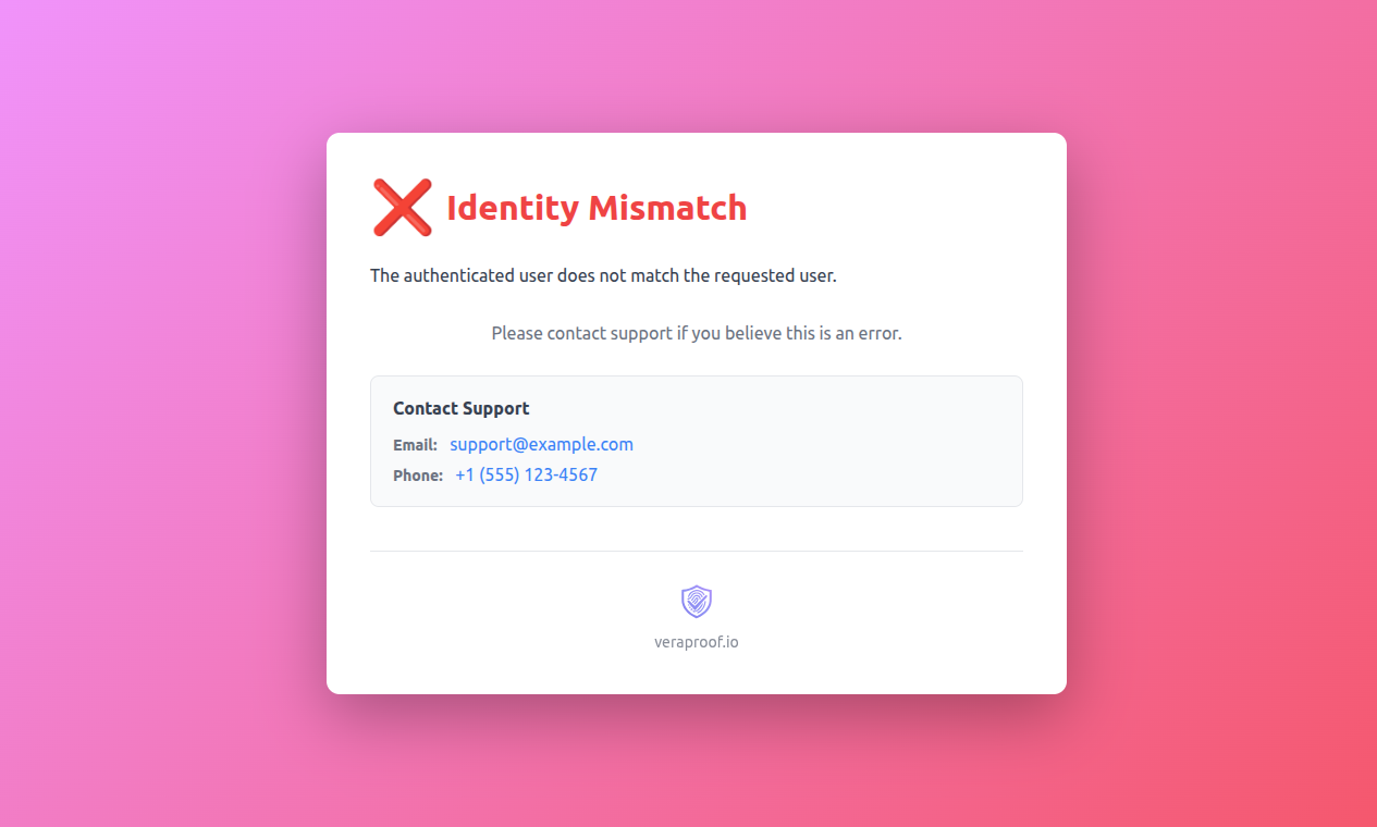 Identity Mismatch Error